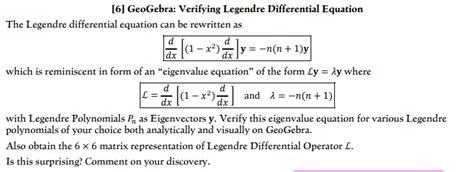 Solved [6] GeoGebra: Verifying Legendre Differential | Chegg.com