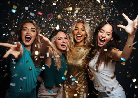 Premium Photo Friends Throwing Confetti On Party Ideas