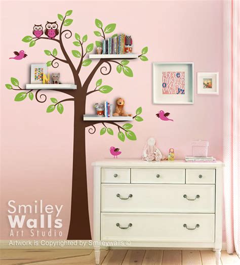 Shelves Tree Wall Decal Shelving Tree Wall Decal Tree Wall Etsy