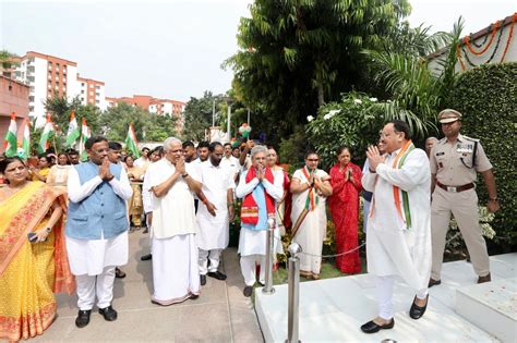 Bjp National President Shri J P Nadda Hoisted The National Flag On The