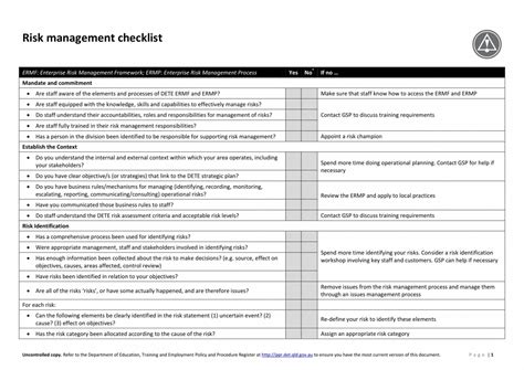 Printable 10 Risk Management Checklist Examples Pdf Examples Risk ...