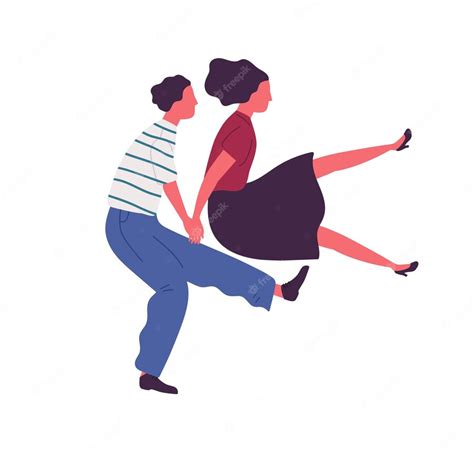 Premium Vector Happy Couple Jumping Dancing Together Holding Hands