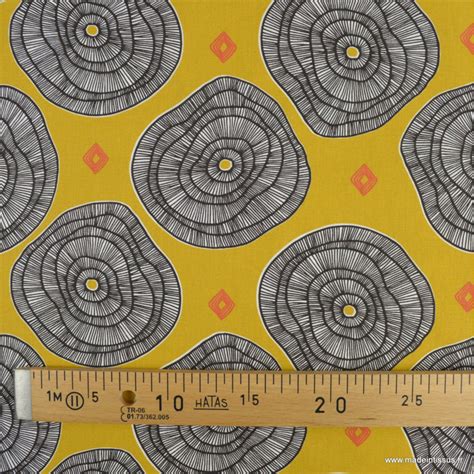 Tissu Coton Douala Motifs Wax Jaune Oeko Tex