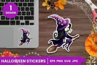 Halloween Witch Stickers SVG Bundle Graphic By SvgOcean Creative Fabrica