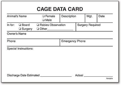 Cage Card 1 Smartpractice Veterinary Vet Clinics Veterinary