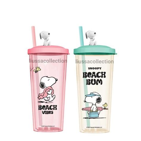 Jual Tumbler Miniso Snoopy Summer Travel Collection Plastic Tumbler