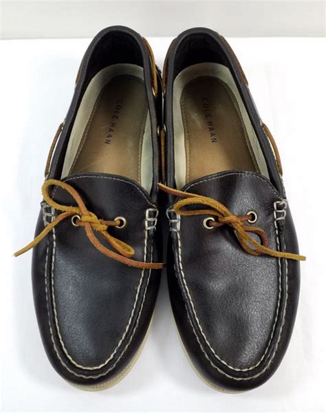 Cole Haan Mens Brown Leather Single Tie Classic Boat Shoes C13829 Size 95m Colehaan