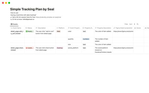 Simple Data Tracking Plan Notion Template