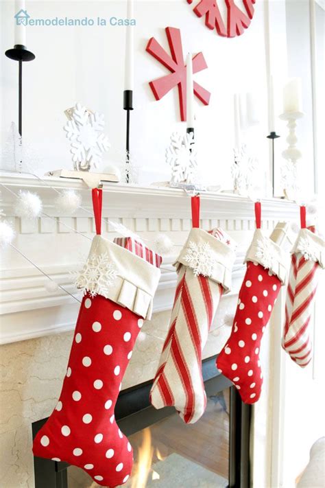 Red And White Christmas Mantel White Christmas Stockings Red White Christmas Christmas Mantels