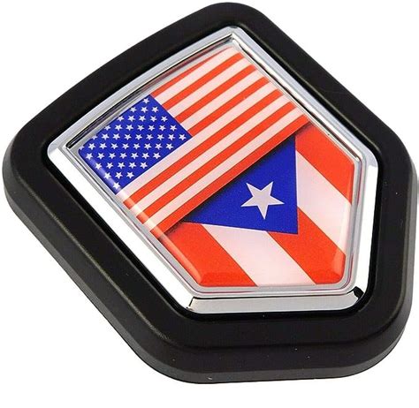 Amazon Usa Puerto Rico Flag Car Truck Black Shield Grill Badge