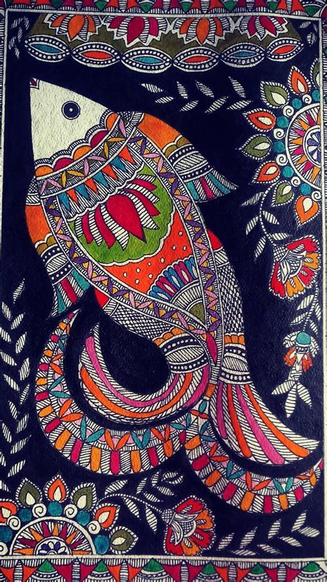 Fish Madhubani Painting 2315 Inches Etsy In 2024 Madhubani Art