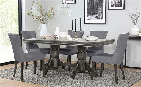 Chatsworth Grey Wood Extending Dining Table With Bewley Grey Chairs