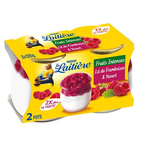 Yaourt Au Lait Entier Nature Et Coulis De Framboise Intense LA LAITIERE