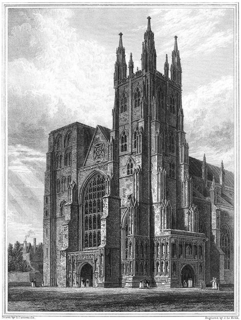 Canterbury Cathedral, the Western Towers – Old Book Illustrations