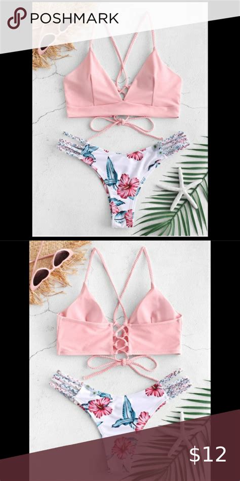 Zaful Bikini Super Cute Floral And Pink Zaful Bikini Only Worn To Try