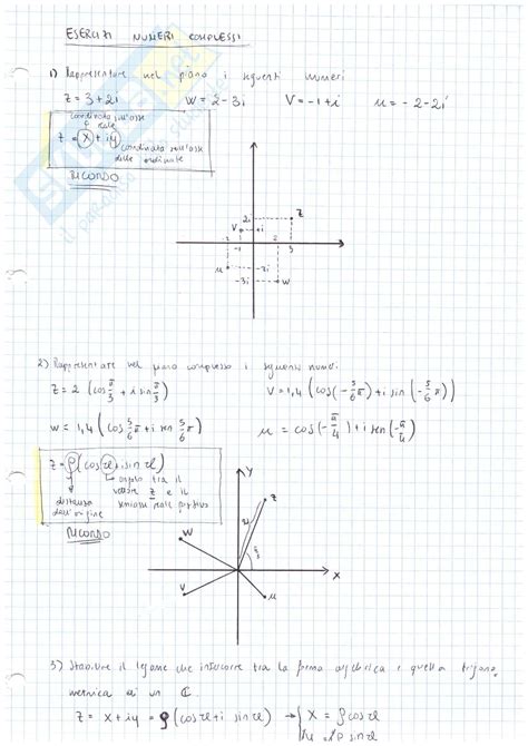 Esercizi Numeri Complessi Esercitazione Di Analisi Matematica I