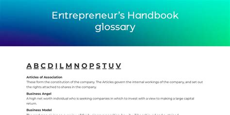 Glossary The Entrepreneur S Handbook