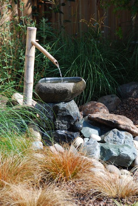 Traditional "deer chaser" fountain - Asian - Landscape - San Francisco ...