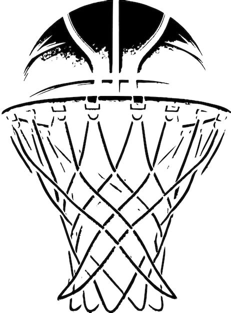 Basketball Silhouette with Basketball Net vector black color silhouette ...