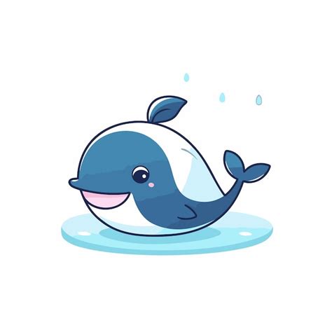 Premium Vector Cute Cartoon Whale Swimming In Water Vector