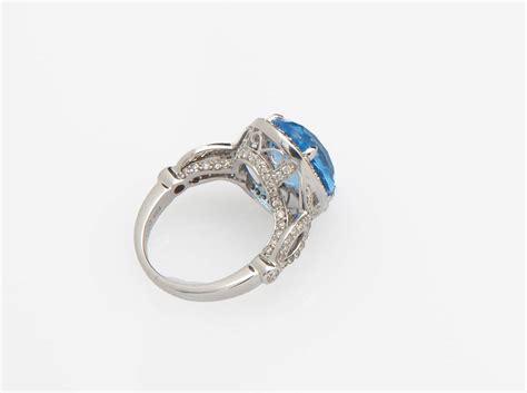 Anello Con Diamanti E Topazio Azzurro Bertolami Fine Art ArsValue