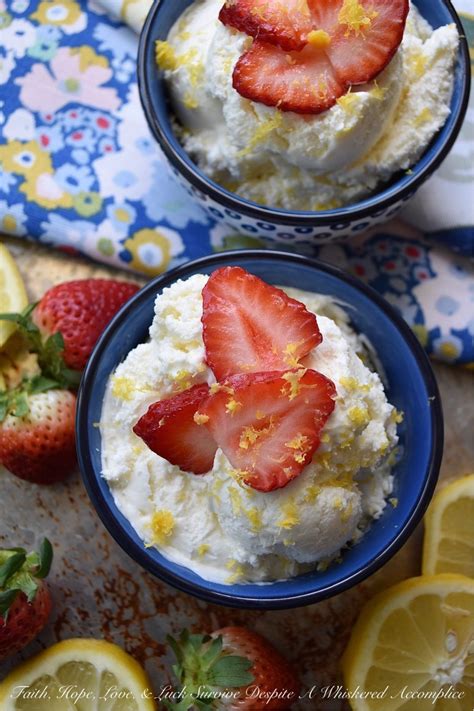 Lemon Cheesecake Ice Cream With Strawberries