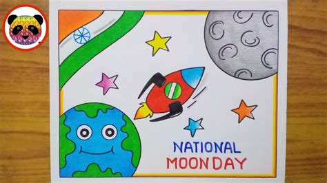 National Moon Day Poster Drawing Easy Chandra Dinam Poster Drawing