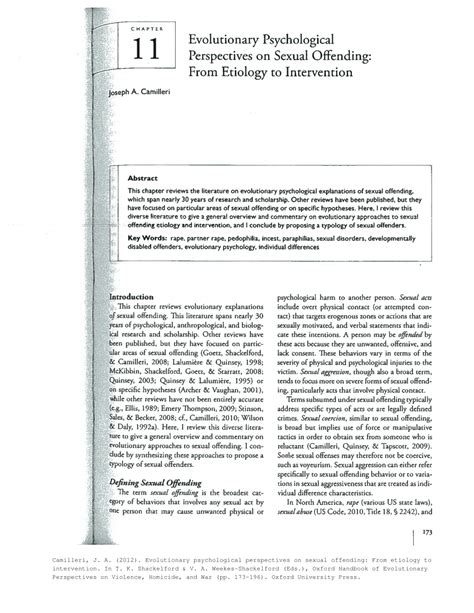 Pdf Evolutionary Psychological Perspectives On Sexual Offending From Etiology To Intervention