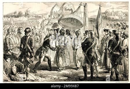 . Lord Clive meeting with Mir Jafar after the Battle of Plassey NPG ...