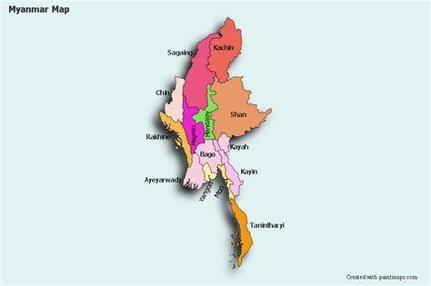 Create Custom Myanmar Map Chart with Online, Free Map Maker.