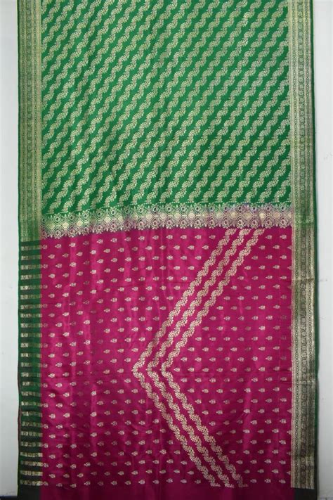 Vintage Embroidered Pinkgreen Saree Pure Silk Satin Brocade Etsy