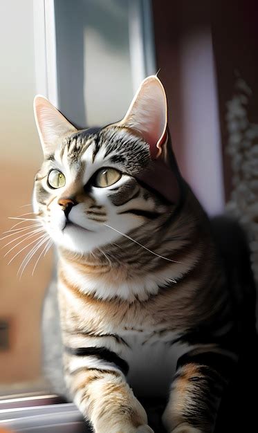 Un Gato Sentado En Una Ventana Foto Premium