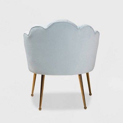 Cinzia Velvet Upholstered Seashell Shaped Accent Chair Light Blue Gold