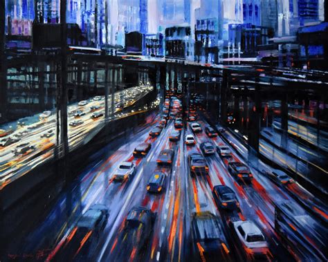 Cityscape Art Abstract Cityscape Painting Urban Wall Art Street Cars ...