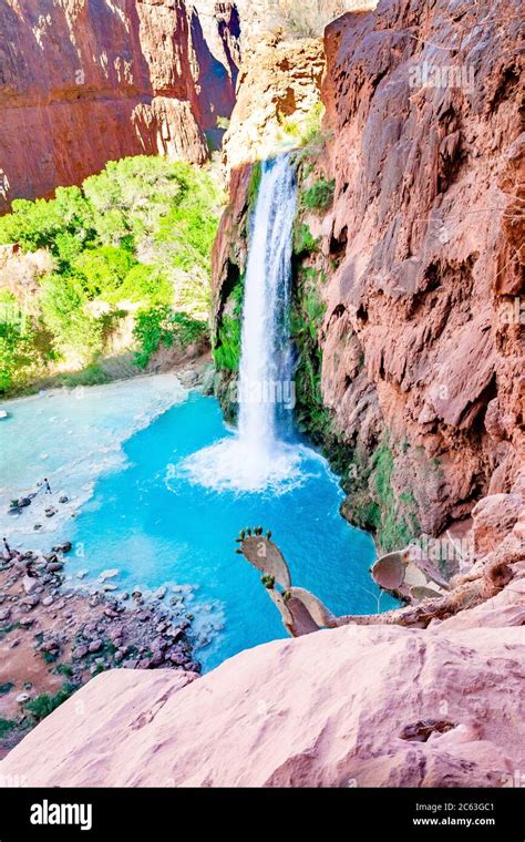 Havasu Waterfall Located On Havasupai Indian Tribe Land In Northwestern