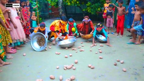 চোখ বেঁধে আলু কুড়ানোর চ্যালেঞ্জ Potato Picking Challenge Funny