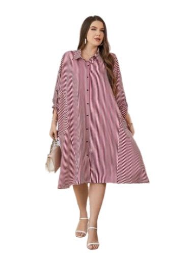 Shein Plus Size Sukienka Koszulowa W Paski Rd Allegro Pl