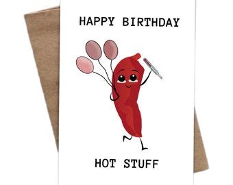 Happy Birthday Hot Stuff Card Etsy