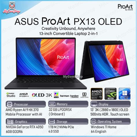 Jual Asus Proart Px13 Oled Hn7306 Amd Ryzen Ai 9 Hx 370 32gb Ram 1tb Ssd Rtx 4050 6gb 13 Oled