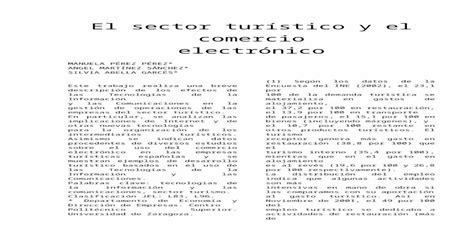 Ejemplo De Artículo Científico Del Sector Turístico Y El Comercio