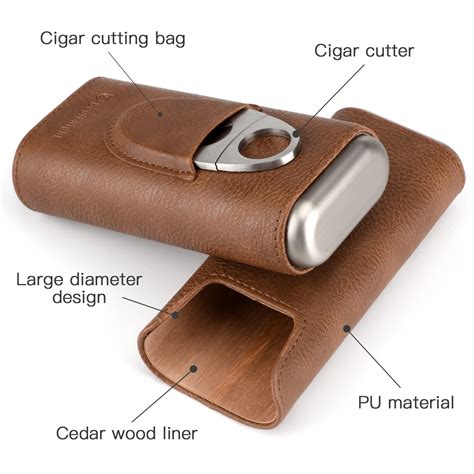 Snapklik Cool Knight Leather Cigar Case Cedar Wood Lining