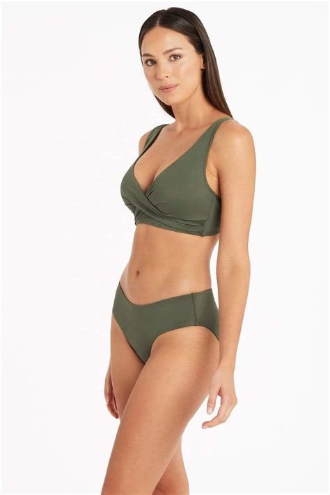 Exquisite Eco Essentials Khaki Bottoms Eco Essentials Mid Bikini Pant