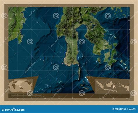 Sulawesi Selatan Indonesia Low Res Satellite Major Cities Stock