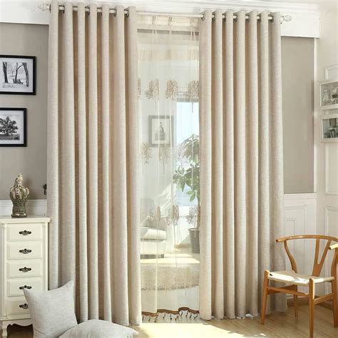 Solid Beige Curtains Grommet Top Drapes for Bedroom Set of 2 Panels ...