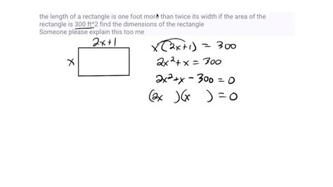 SOLVED The Length Of A Rectangle Is One Foot More Than Twice Its