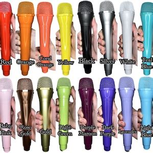 Iridescent Rhinestone Prop Microphones Concert Ab Holo Sparkle Fake Mic