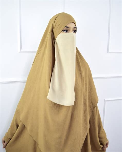 Half Niqab Premium Chiffon Cream Ina Collection