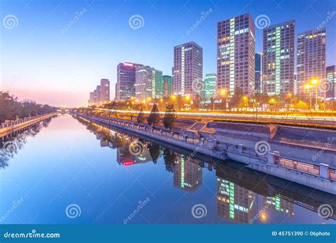 Office Buildings In Downtown Beijing At Sunset Tim Stock Photo Image