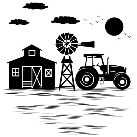 Premium Vector | Farm silhouette illustrations Farm silhouette icon ...