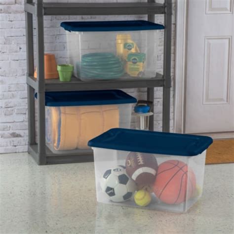 Sterilite 64 Quart Latching Plastic Storage Container Tote Marine Blue